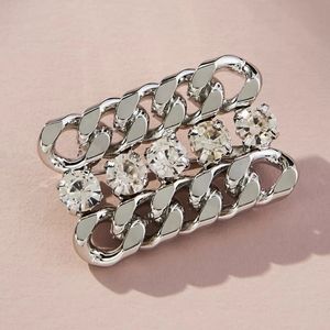 Anthropologie The Restored Vintage Collection: Crystal Bar Chain Brooch - silver